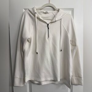 Cable and Gauge White Half-Zip Hoodie - medium